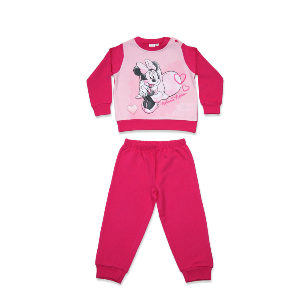 Pink téli flanel baba pizsama Minnie egér mintával, 80-as méret