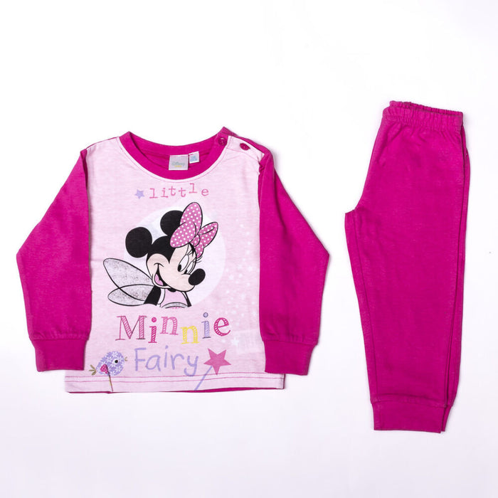 Pink hosszú vékony baba pizsama Minnie egér mintával, 80-as méret