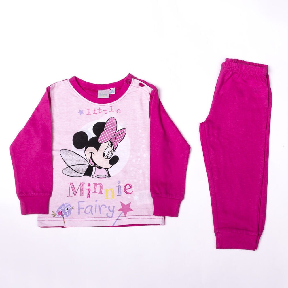 Pink hosszú baba pizsama Minnie egér mintával, 86-os méret