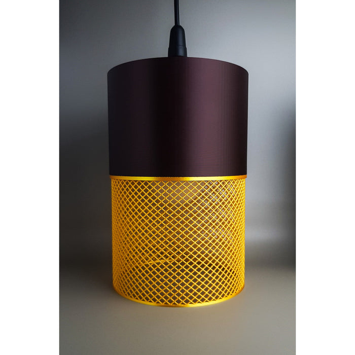 Loom Moro Aura 3D printed lamp in cocoa brown and golden yellow