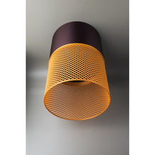 Dark brown and golden-brown 3D printed Loom Moro Dune pendant light with openwork shade