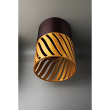 Moro Dune 3D printed pendant light with cocoa brown and golden brown spiral openwork shade