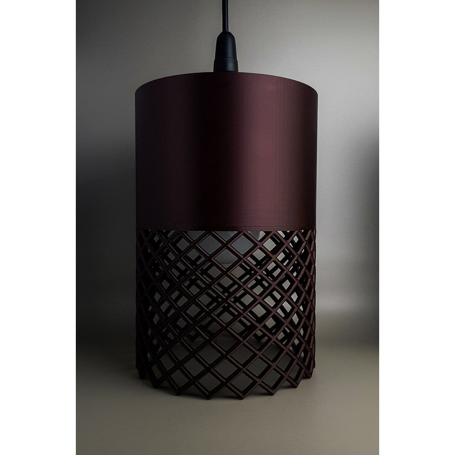 Dark brown 3D printed Moro Max lamp with open lattice design