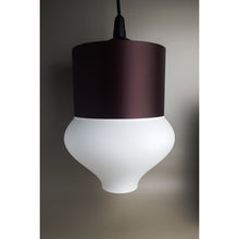 Teara Moro Ivory 3D printed pendant light with dark cocoa-brown upper section and ivory rounded lower shade