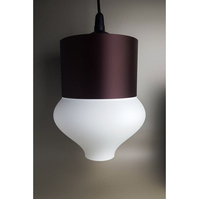Teara Moro Ivory 3D printed pendant light with dark cocoa-brown upper section and ivory rounded lower shade