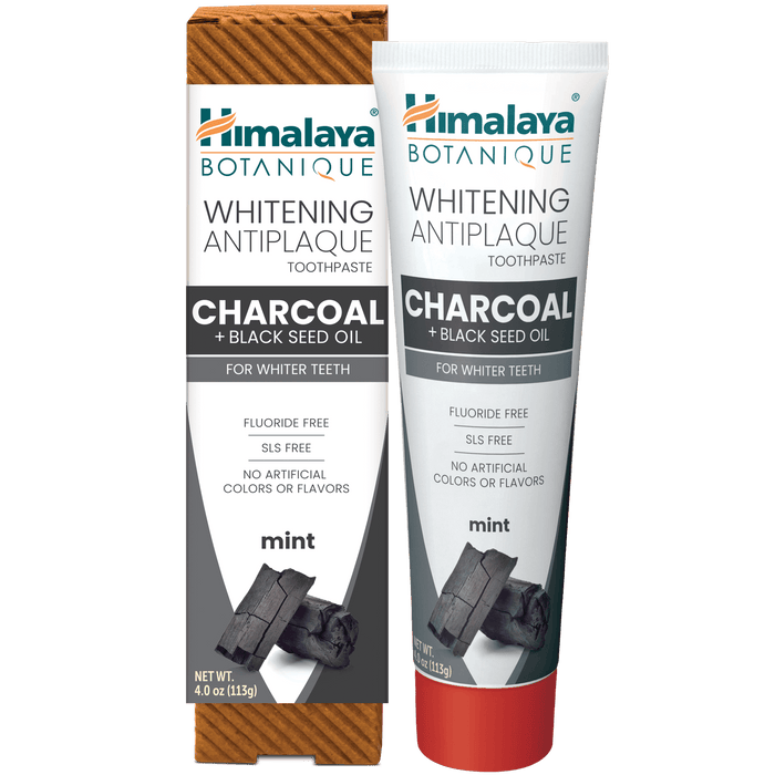 Himalaya Botanique charcoal whitening toothpaste with black seed oil, 113g tube