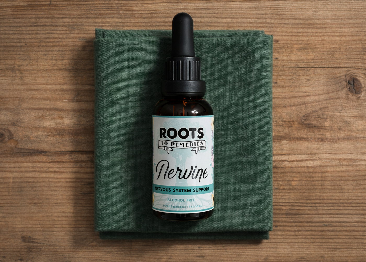 Nervine nervous system support herbal extract bottle