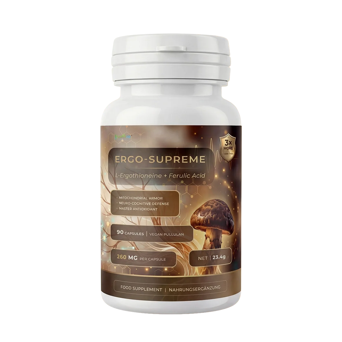 Nutriop® ERGO-SUPREME — Bio-Fermented L-Ergothioneine & Ferulic Acid (90 Capsules)-0