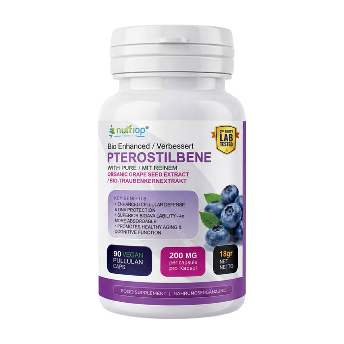 Nutriop® Pterostilbene Extreme + Grape Seed Extract — High-Absorption SIRT1 Activator (90 Capsules)-0
