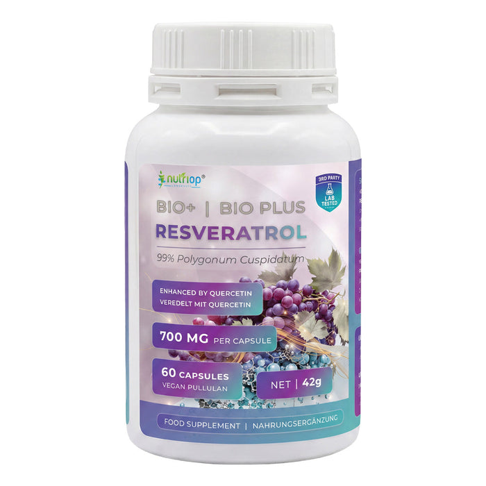 Nutriop® Resveratrol + Quercetin 700mg - Foundational SIRT1 Longevity Stack (60 Capsules)-0