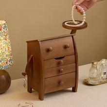 Robot-shaped solid wood jewelry box for organizing rings, necklaces, and bracelets