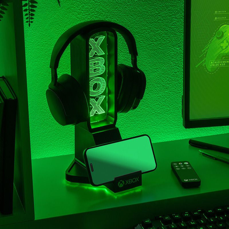 Xbox LED neon gamer fejhallgató- és telefontartó állvány