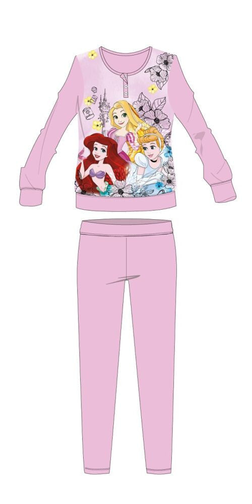 Világosrózsaszín Disney Hercegnők téli gyerek pizsama 110-es méretben