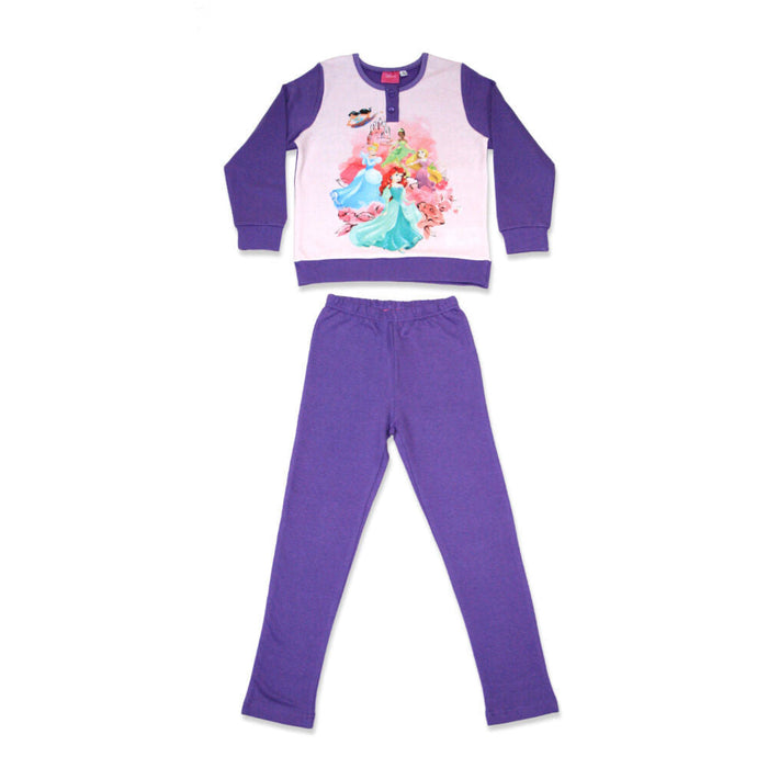 Lila téli flanel gyerek pizsama Disney hercegnős mintával