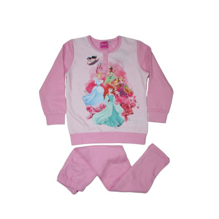 Világosrózsaszín téli flanel gyerek pizsama Disney hercegnős mintával