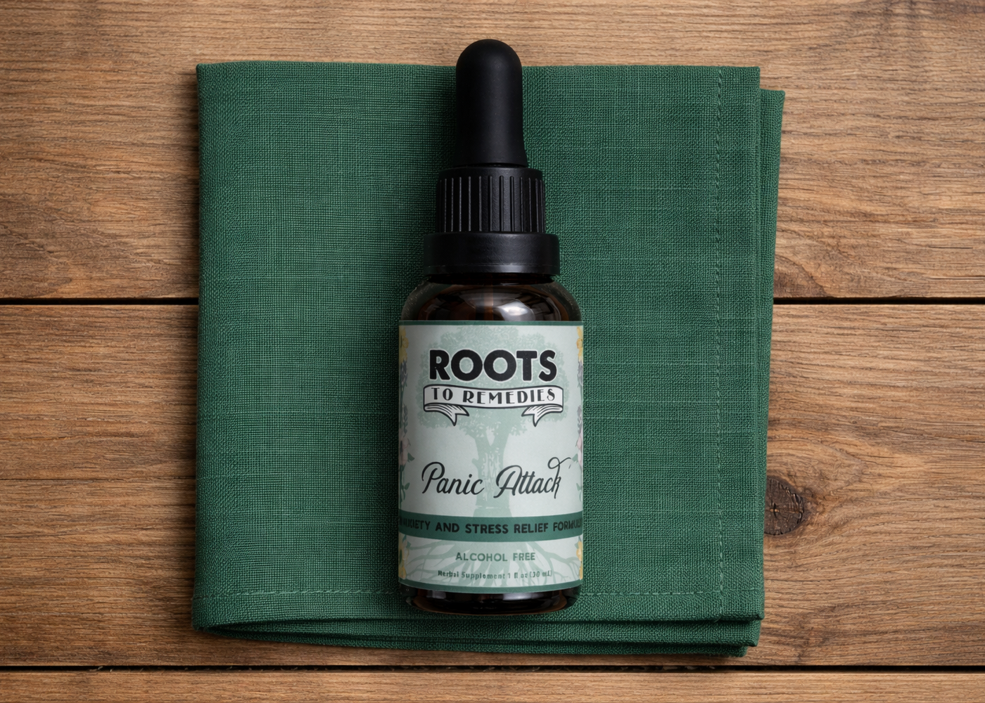 Panic Attack herbal stress relief extract in 1 oz bottle