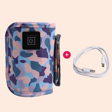 Terepmintás kék USB cumisüveg-melegítő kábellel