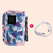 Terepmintás kék USB cumisüveg-melegítő kábellel