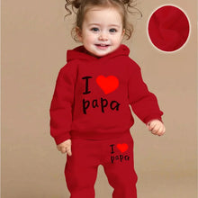 Rózsaszín kétrészes baba szett „I Love Papa” mintával