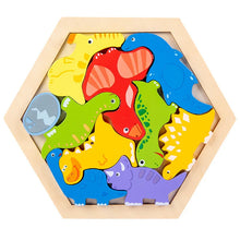 Állatos mintájú fa hatszög tangram kirakó
