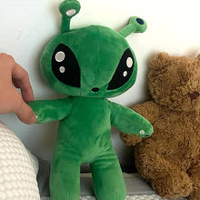 Zöld ufó plüsspárna 15 cm-es méretben