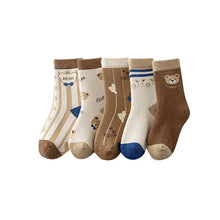 Cozy Kids Bear Stripe Socks – 5 Pairs, Ages 3–12-5