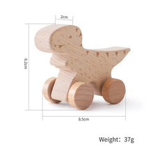 Bükkfa dinoszaurusz játékautó kerekekkel