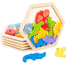 Állatos mintájú fa hatszög tangram kirakó
