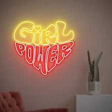 Girl Power LED neon wall sign for modern room decor