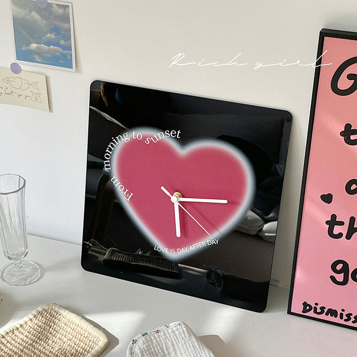 Heart-shaped acrylic wall clock for modern wall decor