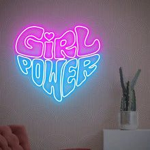 Girl Power LED neon wall sign for modern room decor