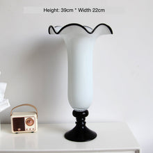 Classic black and white glass flower vase for home decor