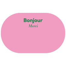 Pink Bonjour entryway doormat for front door, hallway, or porch