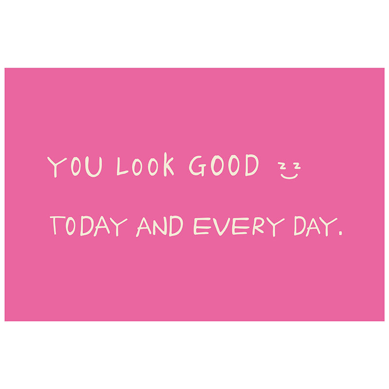 Pink “You Look Good” entryway doormat for front door, hallway, or porch