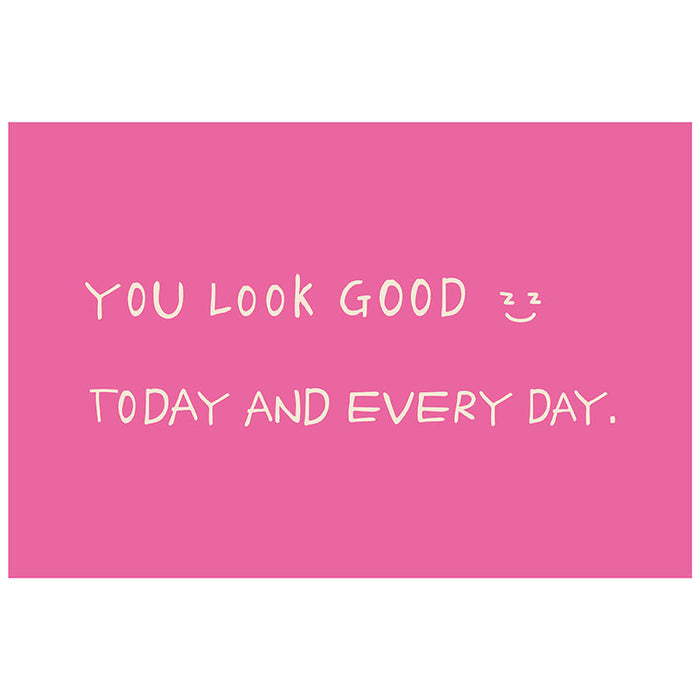 Pink “You Look Good” entryway doormat for front door, hallway, or porch