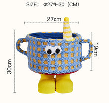 Little monster woven storage basket for organizing small household items