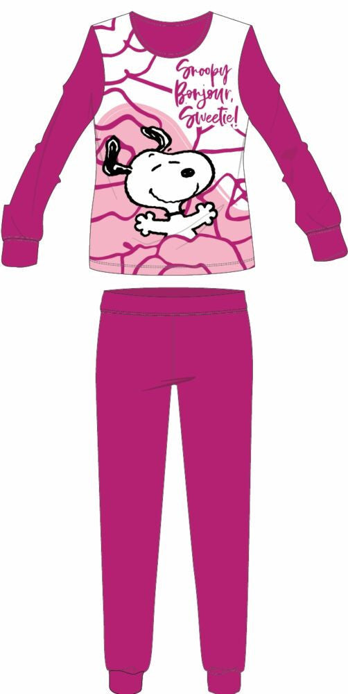 Snoopy női vékony pamut pizsama pink színben