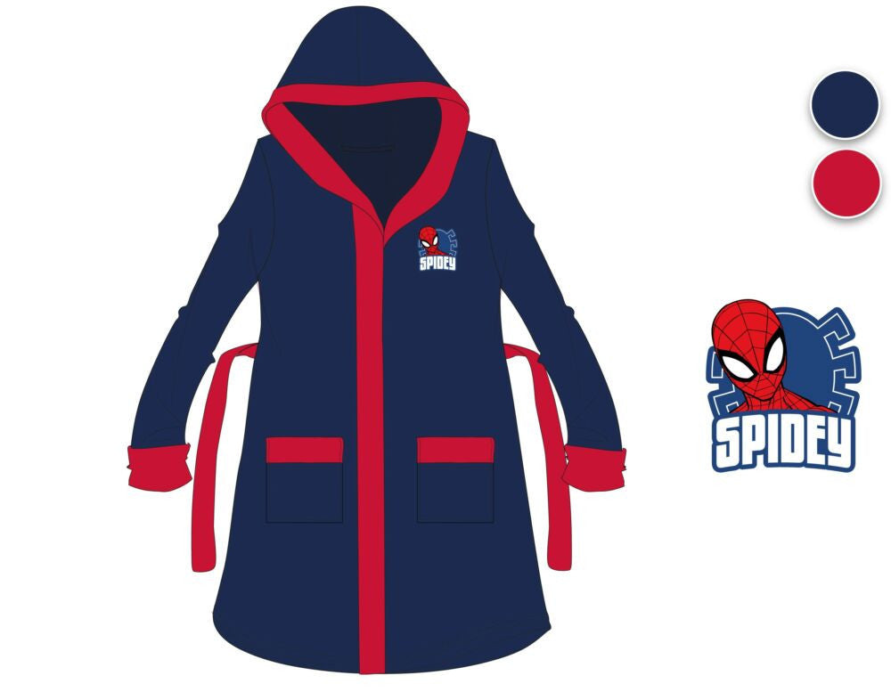 Sötétkék Pókember kapucnis pamut gyerekköntös
