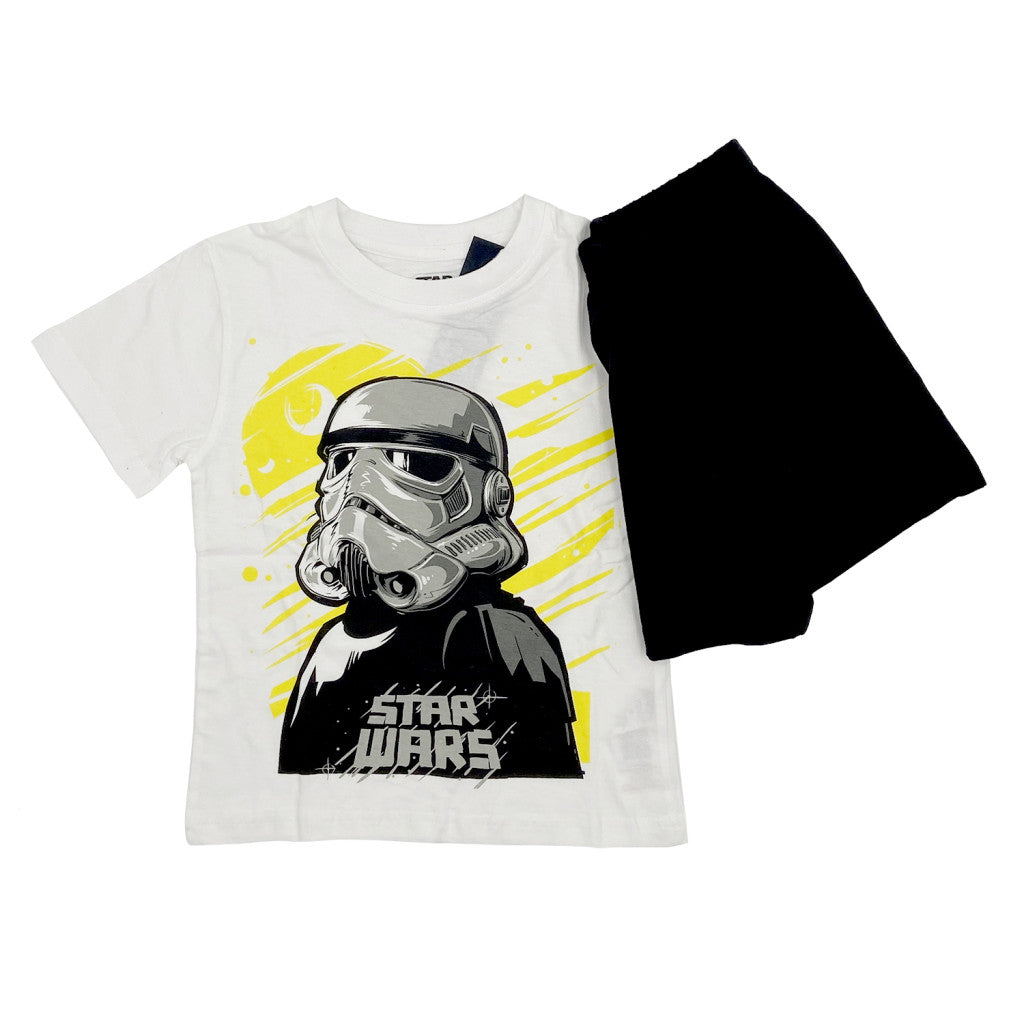 Star Wars gyerek rövid ujjú pamut pizsama fekete-fehér színben