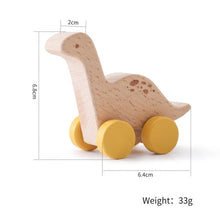 Bükkfa dinoszaurusz játékautó kerekekkel