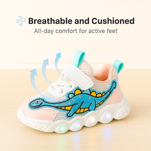 Kék LED-es dinoszauruszos gyerek sneaker