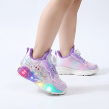 Rózsaszín LED-es gyerek sneaker pillangós díszítéssel