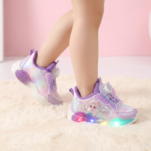 Rózsaszín LED-es gyerek sneaker pillangós díszítéssel
