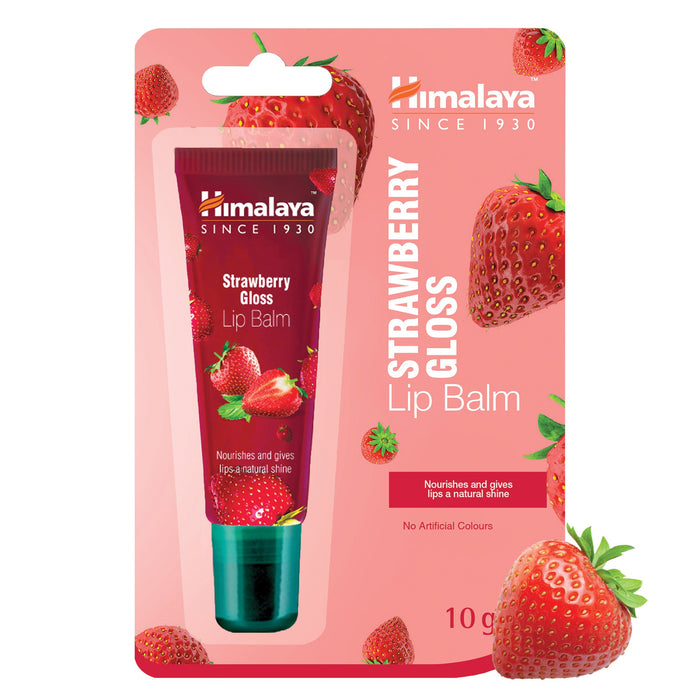 Himalaya Strawberry Gloss Lip Balm 10g tube for moisturising dry lips