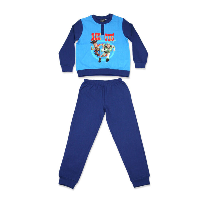 Sötétkék Toy Story téli flanel gyerek pizsama 122-es méretben