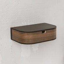Oak and white floating bedside shelf with single drawer