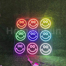 Smiley face LED neon sign for playful wall decor