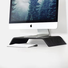 Wooden monitor stand riser for organizing a desk workspace