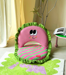Pink striped adjustable folding floor sofa chair for casual lounging