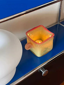Retro glass vase with curled ear handles for decorative flowers